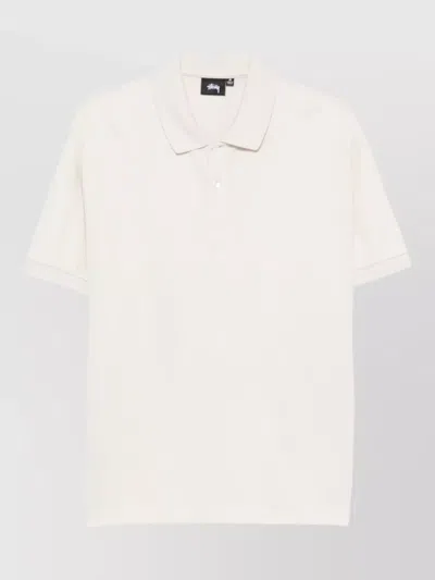 Stussy Short Sleeve Polo Collar Men T Shirt In White