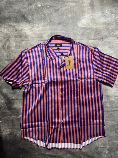 Pre-owned Stussy Silk Striped Button Up Shirt In Multicolor