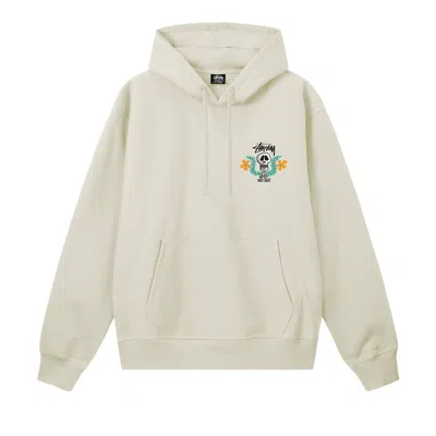 Pre-owned Stussy Skull Crest Hoodie 'stone' In Cream