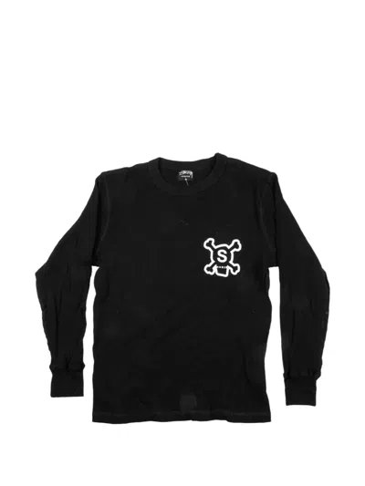 Stussy Skull-print Long-sleeve T-shirt In Black