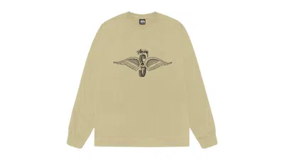 Pre-owned Stussy Skull Wings Long Sleeve Pigment Dyed Tee Shirt In Elm In Green