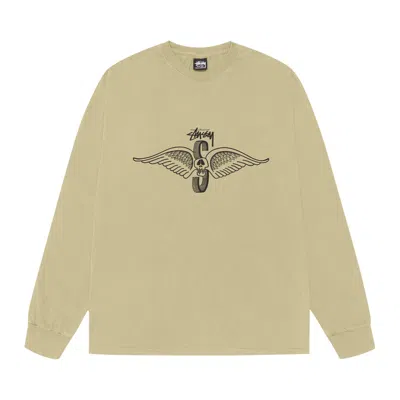 Pre-owned Stussy Skull Wings Long-sleeve Tee Pigment Dyed 'elm' | Tan | Men's Size M