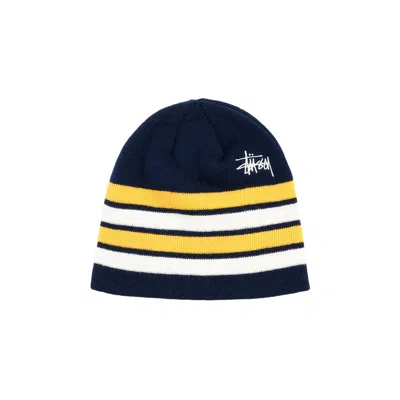 Pre-owned Stussy Skullcap Basic Striped 'navy' | Blue | Men's Size Onesize