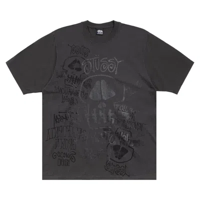 Pre-owned Stussy Skulls Tee Pigment Dyed 'faded Black' | Men's Size Xxl