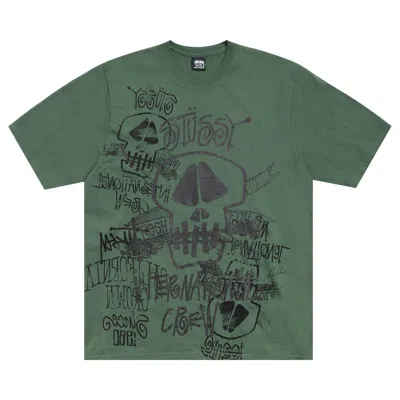 Pre-owned Stussy Skulls Tee Pigment Dyed 'pine' | Green | Men's Size M