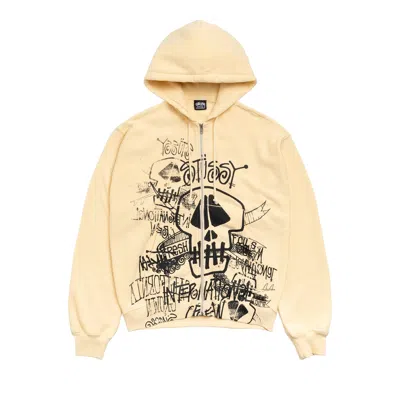 Pre-owned Stussy Skulls Zip Hoodie Pigment Dyed 'gold' | Men's Size Xxl