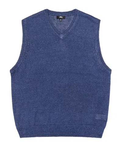 Stussy Sleeveless Knitted Vest In Blue