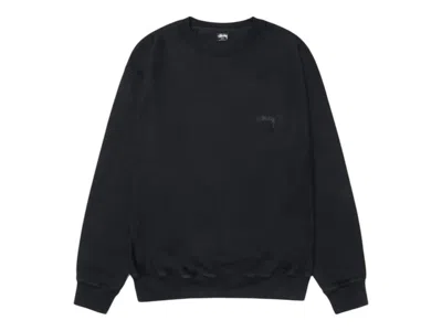 Pre-owned Stussy Smooth Stock Pigment Dyed Crew In Black