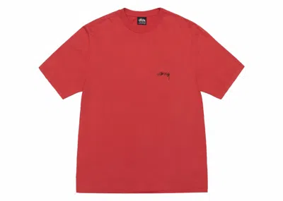 Pre-owned Stussy Smooth Stock Pigment Dyed Tee Shirt In Guava
