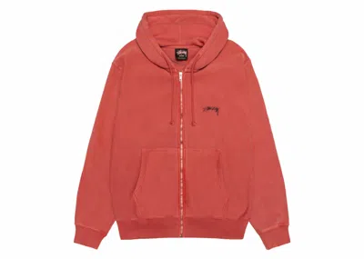 Pre-owned Stussy Smooth Stock Pigment Dyed Zip Hoodie In Guava
