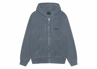 Pre-owned Stussy Smooth Stock Pigment Dyed Zip Hoodie In Navy Blue