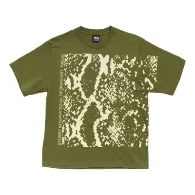 Stussy Snakeskin T-shirt 'olive' In Green