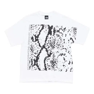 Stussy Snakeskin-print Logo-print T-shirt In White