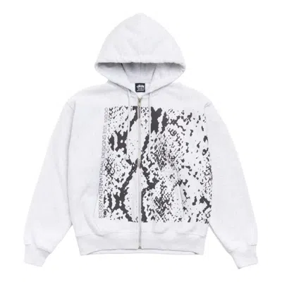 Stussy Snakeskin Zip-up Hoodie In White