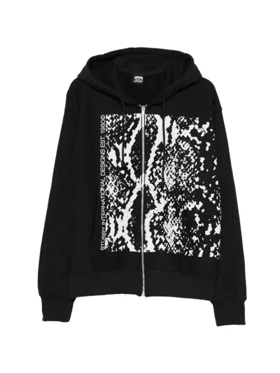 Stussy Snakeskin Zip-up Hoodie In Black