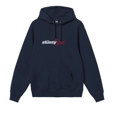 Pre-owned Stussy Sport Applique Hoodie 'navy' In Blue
