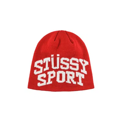 Pre-owned Stussy Sport Jacquard Skullcap Beanie 'red' | Men's Size Onesize