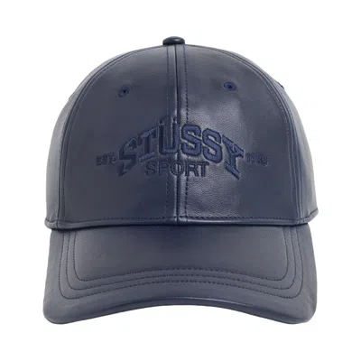 Pre-owned Stussy Sport Leather Cap 'navy' | Blue | Men's Size Onesize