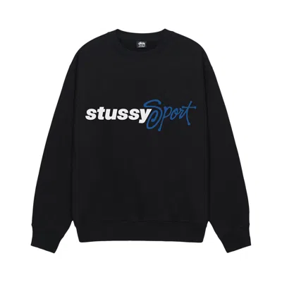 Pre-owned Stussy Sport Script Crew 'black'