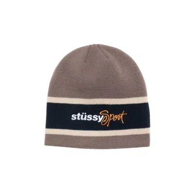 Pre-owned Stussy Sport Stripe Skullcap 'sand' | Brown | Men's Size Onesize