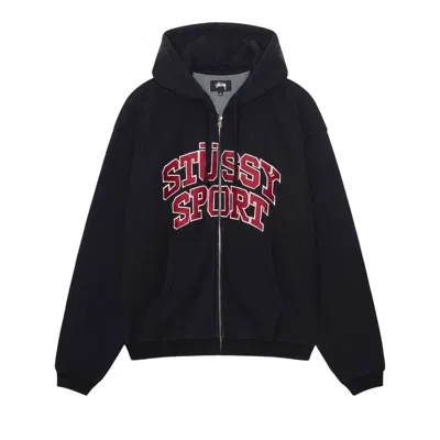 Pre-owned Stussy Sport Zip Hoodie 'washed Black'