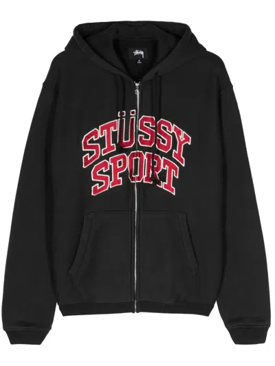 Stussy Sport Zip-up Hoodie In Black