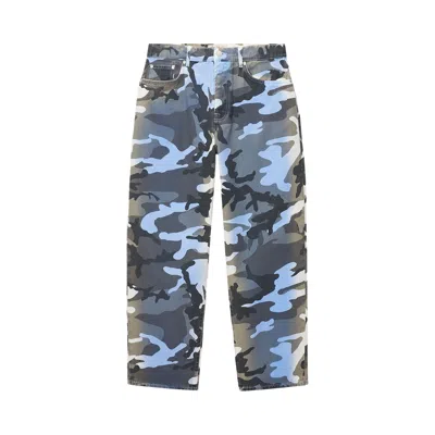 Pre-owned Stussy Spray Dye Canvas Big Ol' Jean 'blue Camo' In Multi-color