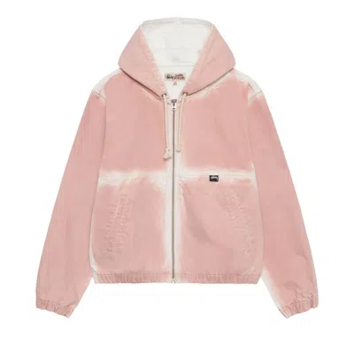 Pre-owned Stussy Spray Dye Hooded Work Jacket 'faded Pink' In Multi-color