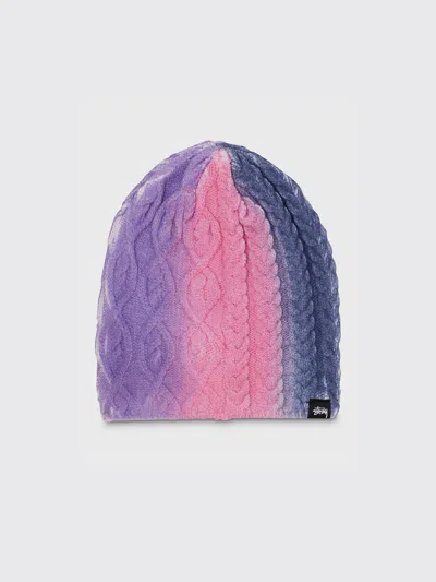 Stussy Spray Multi Knit Beanie In Purple