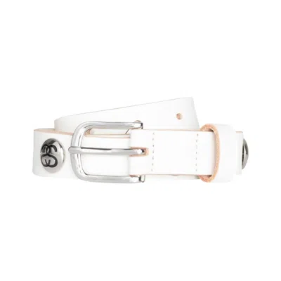 Pre-owned Stussy Ss-link Studded Belt 'bone' | White | Men's Size L/xl