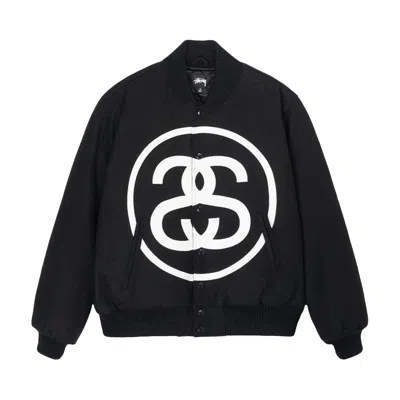 Pre-owned Stussy Ss-link Varsity Jacket 'black'