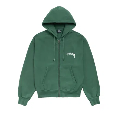 Pre-owned Stussy Stack Zip Hoodie Pigment Dyed 'pine' | Green | Men's Size M