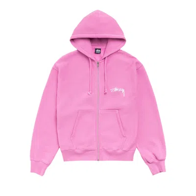 Pre-owned Stussy Stack Zip Hoodie Pigment Dyed 'pink' | Men's Size Xl