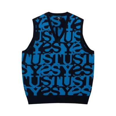 Pre-owned Stussy Stacked Sweater Vest 'dark Navy' In Multi-color