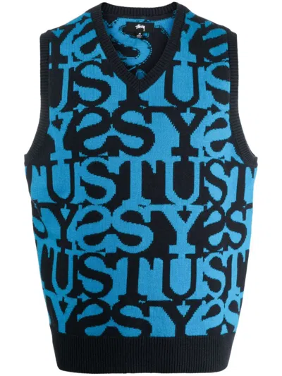 Stussy Stacked Sweater Vest For Men In Multi
