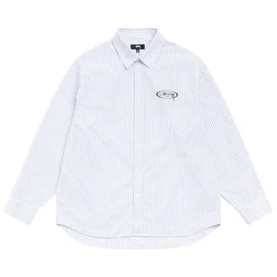 Pre-owned Stussy Standard Logo Shirt 'blue Stripe' | Men's Size L