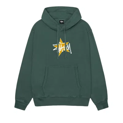 Pre-owned Stussy Star Hoodie Pigment Dyed 'forest' | Green | Men's Size Xl