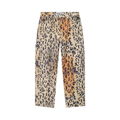 Pre-owned Stussy Stencil Canvas Big Ol' Jeans 'leopard' In Tan