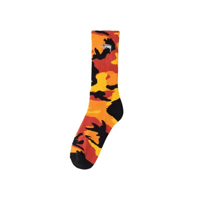 Pre-owned Stussy Stock Camo Socks 'orange Camo' | Multi-color | Men's Size Onesize In Multicolor