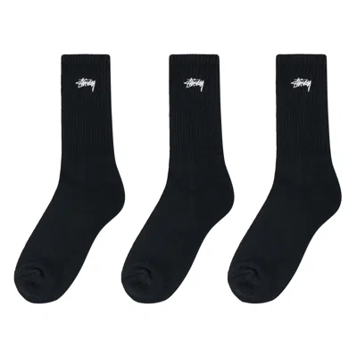 Pre-owned Stussy Stock Crew Pack (3 Pack) 'black'