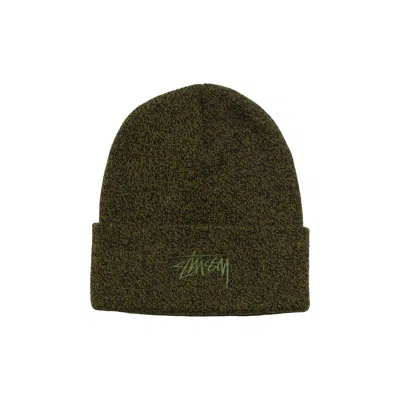 Pre-owned Stussy Stock Cuff Beanie 'marled Olive' | Green | Men's Size Onesize