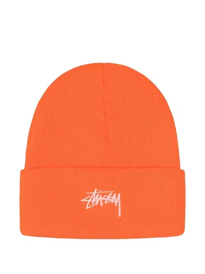 Stussy Stock Cuff Beanie In Orange