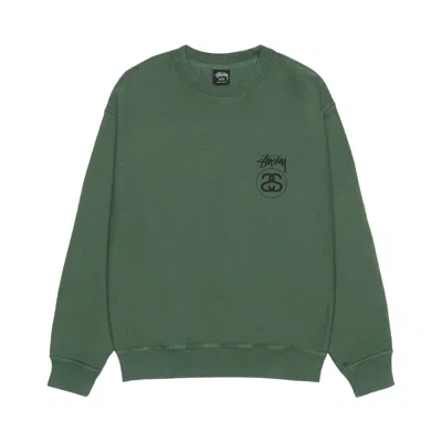 Pre-owned Stussy Stock Link Crew Pigment Dyed 'pine' | Green | Men's Size M