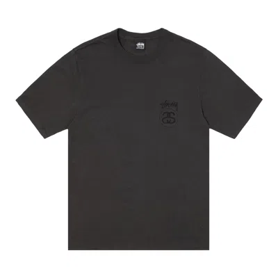 Pre-owned Stussy Stock Link Pigment Dyed Tee 'faded Black' | Men's Size S