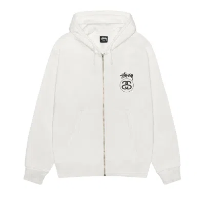 Pre-owned Stussy Stock Link Zip Hoodie Pigment Dyed 'natural' | Cream | Men's Size M In White