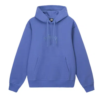 Pre-owned Stussy Stock Logo Appliqué Hoodie 'denim' In Blue