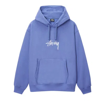 Pre-owned Stussy Stock Logo Appliqué Hoodie 'storm' In Blue