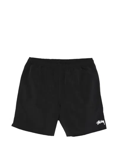 Stussy Stock Logo Swim Shorts In Black