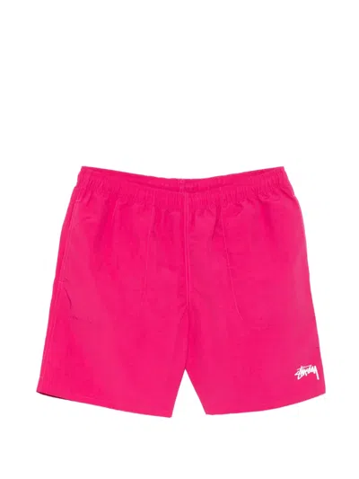 Stussy Stock Logo Swim Shorts In Pink