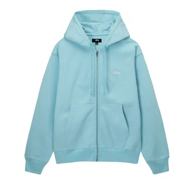 Pre-owned Stussy Stock Logo Zip Hoodie 'blue'